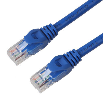 24AWG Blue Cat6 Patch Cord Jaket PVC BC7 / 0.2 UTP Dengan Konektor 8P8C
