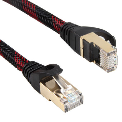 AWG 28 Kabel Lan Jalinan Merah Hitam, Kabel Patch Stabil Kecepatan Tinggi Cat 7