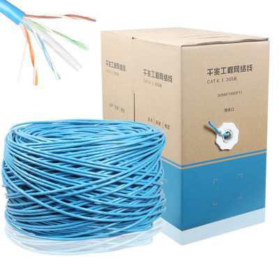 1000FT CCA CAT6 Kabel Internet Kabel UTP Lan 4PR 24AWG 0.48mm 305M Abu-abu