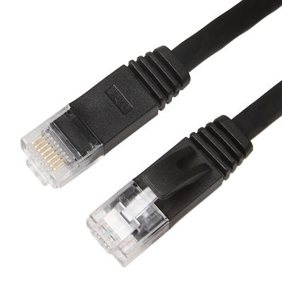 Kabel Jaringan Internet Datar Stabil Tahan Cuaca, Komputer Black Cat 6 Kabel Patch