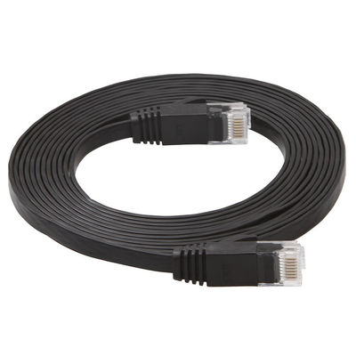 Kabel Jaringan Internet Datar Stabil Tahan Cuaca, Komputer Black Cat 6 Kabel Patch