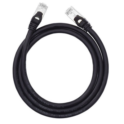 Hitam SFTP Cat6 Patch Cord Konektor RJ45 Tembaga Murni Terlindung Ganda 24AWG