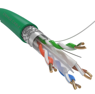 4 Pasang Kabel FTP 23AWG 550Mhz RJ45 Cat6a, Kabel Perisai Ganda Ethernet Cat6a