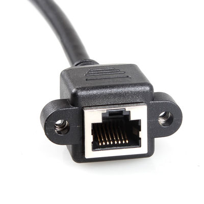 Kabel Ethernet Terlindung Cat 6a Stabil, Kabel Ekstensi RJ45 Dengan Pemasangan Panel Sekrup