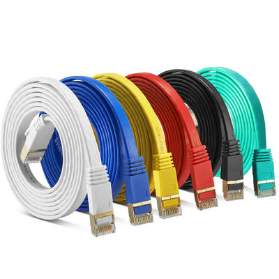 Kabel Datar RJ45 Cat7 10Gbps, Kabel Cat 7 Terlindung Untuk Gigabit Ethernet