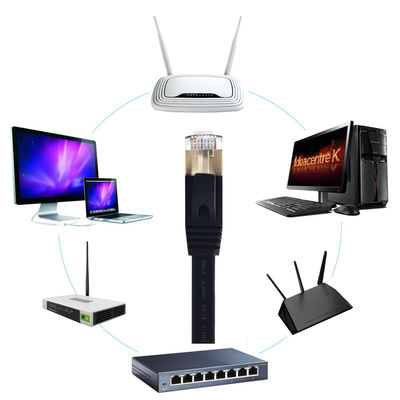 Kabel Datar RJ45 Cat7 10Gbps, Kabel Cat 7 Terlindung Untuk Gigabit Ethernet