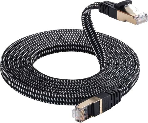 Nylon Braided Cat7 Patch Cord Tahan Cuaca Kecepatan Tinggi 10Gbps