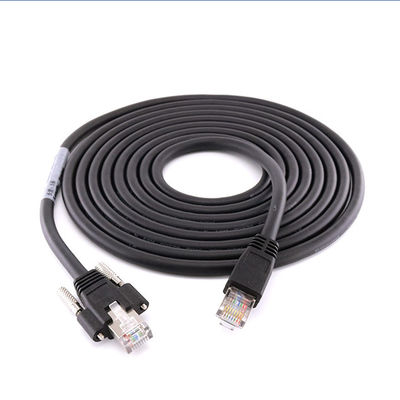 Kabel Ethernet Industri Kamera Cat6A S/FTP RJ45 8P Dengan GigE Sekrup Kunci