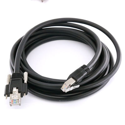 Kabel Ethernet Industri Kamera Cat6A S/FTP RJ45 8P Dengan GigE Sekrup Kunci