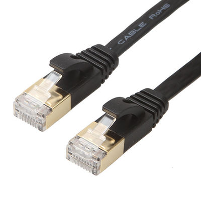Kabel Ethernet Flat Cat6 Hitam Praktis Dengan Konektor Rj45 Snagless Terlindung Emas