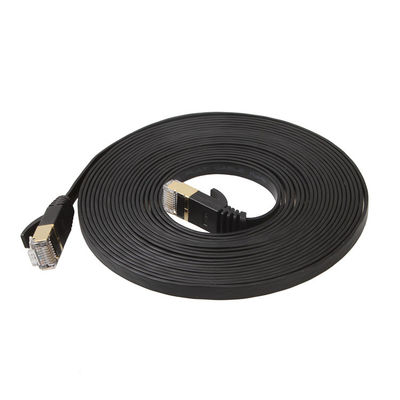 Kabel Ethernet Flat Cat6 Hitam Praktis Dengan Konektor Rj45 Snagless Terlindung Emas