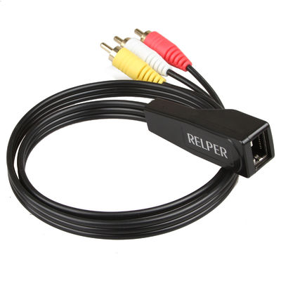 Kabel Ekstensi Audio 3 RCA Wanita Stabil, Adaptor RCA Ke RJ45 Serbaguna