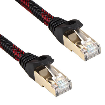AWG 28 Kabel Lan Jalinan Merah Hitam, Kabel Patch Stabil Kecepatan Tinggi Cat 7