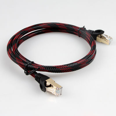 AWG 28 Kabel Lan Jalinan Merah Hitam, Kabel Patch Stabil Kecepatan Tinggi Cat 7