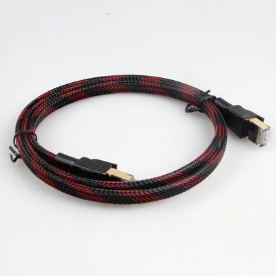 Komputer Ethernet Cat7 Patch Cord Nylon Jalinan Untuk PC Laptop Modem Router