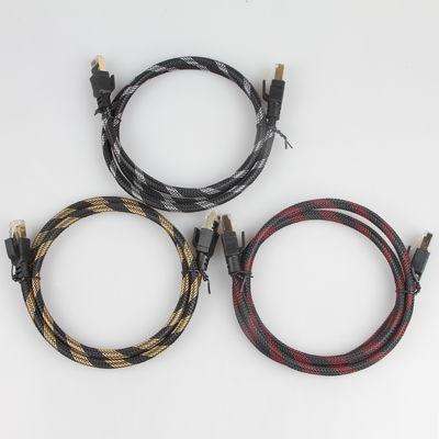 SFTP RJ45 Cat 8 Kabel Ethernet Luar Nilon Dikepang Hitam Kuning