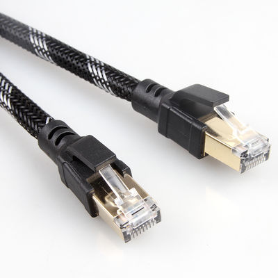 Kabel Patch Cat8 Luar Ruangan Luar Ruangan Nilon Dikepang 26AWG 40Gbps 2000MHz S / FTP