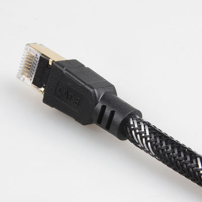 Kabel Patch Cat8 Luar Ruangan Luar Ruangan Nilon Dikepang 26AWG 40Gbps 2000MHz S / FTP