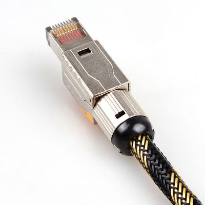 Kabel Ethernet Cat 8 Solid Terlindung Ganda, Kabel Jaringan S/FTP 22AWG 40 Gigabit
