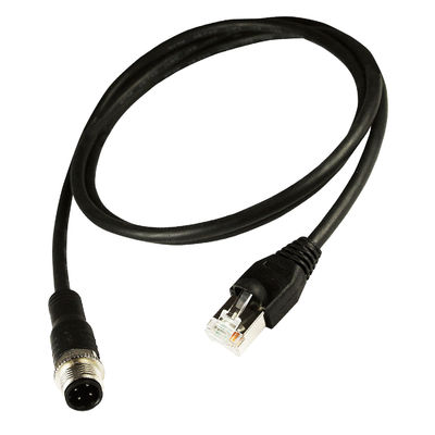 Kabel Ethernet Industri Gigabit M12 Ke Rj45 Cat5e Cat6 Warna Hitam