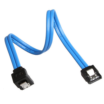 Biru Praktis Kabel SATA 3 6GB S Dengan Kait Pengunci Lurus Ke Steker 90 Derajat