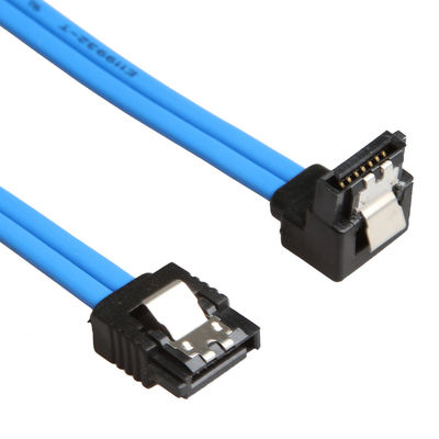 Biru Praktis Kabel SATA 3 6GB S Dengan Kait Pengunci Lurus Ke Steker 90 Derajat