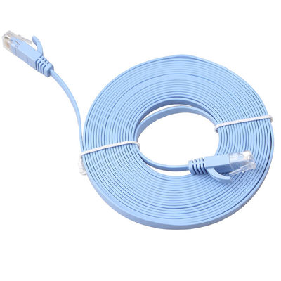 CAT 6 Jaringan Kabel Patch Datar Biru 0,5m 1m 2m Ke 100m Bandwidth 350MHz