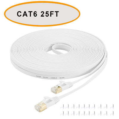Kabel Cat 6 Ethernet Flat Patch 50 Ft Warna Putih Unshielded Twisted Pair