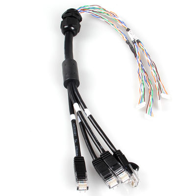 Kabel Ethernet 4 In 1 Cat 6a Tahan Air, Kabel Batang RJ45 Cat6a Cabang 4 Pria