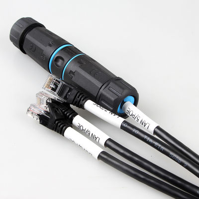 Kabel Ethernet 4 In 1 Cat 6a Tahan Air, Kabel Batang RJ45 Cat6a Cabang 4 Pria