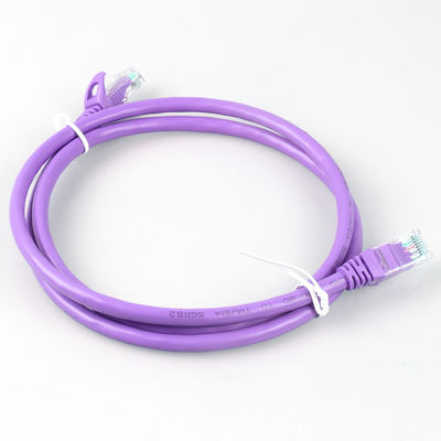Rj45 Purple Cat6a Patch Cord HDPE Insulation Untuk Tampilan LED Jaringan