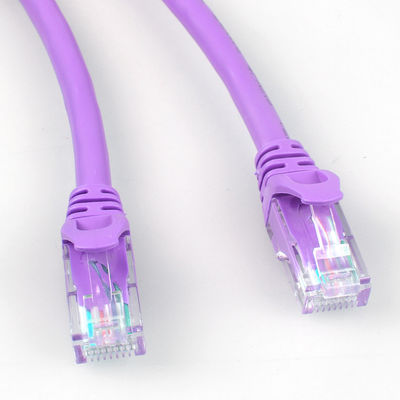 Rj45 Purple Cat6a Patch Cord HDPE Insulation Untuk Tampilan LED Jaringan