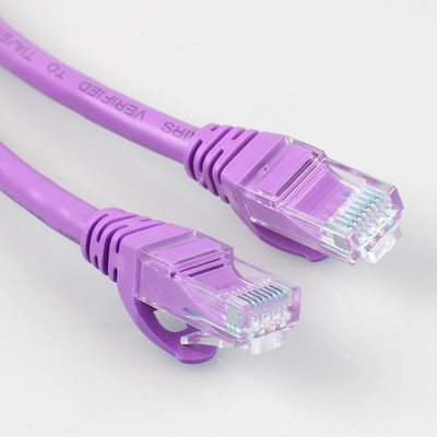 Rj45 Purple Cat6a Patch Cord HDPE Insulation Untuk Tampilan LED Jaringan